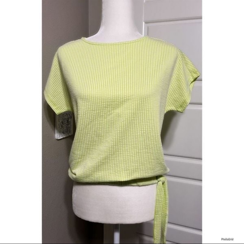Michael Kors Stripe Limeade Short Sleeve Top
